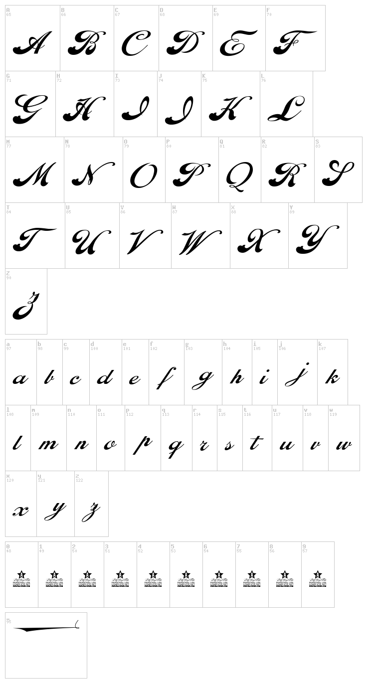 Enthrall font map
